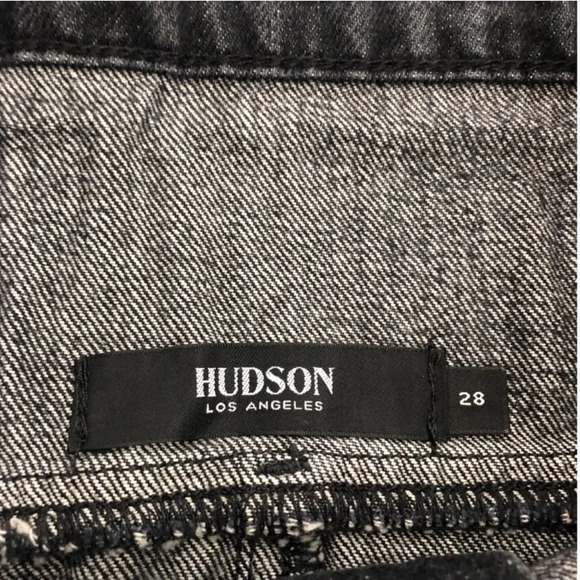 New Hudson Sloan Denim Skirt Fold Down belt raw edge high waist mini pencil jean - Picture 7 of 13